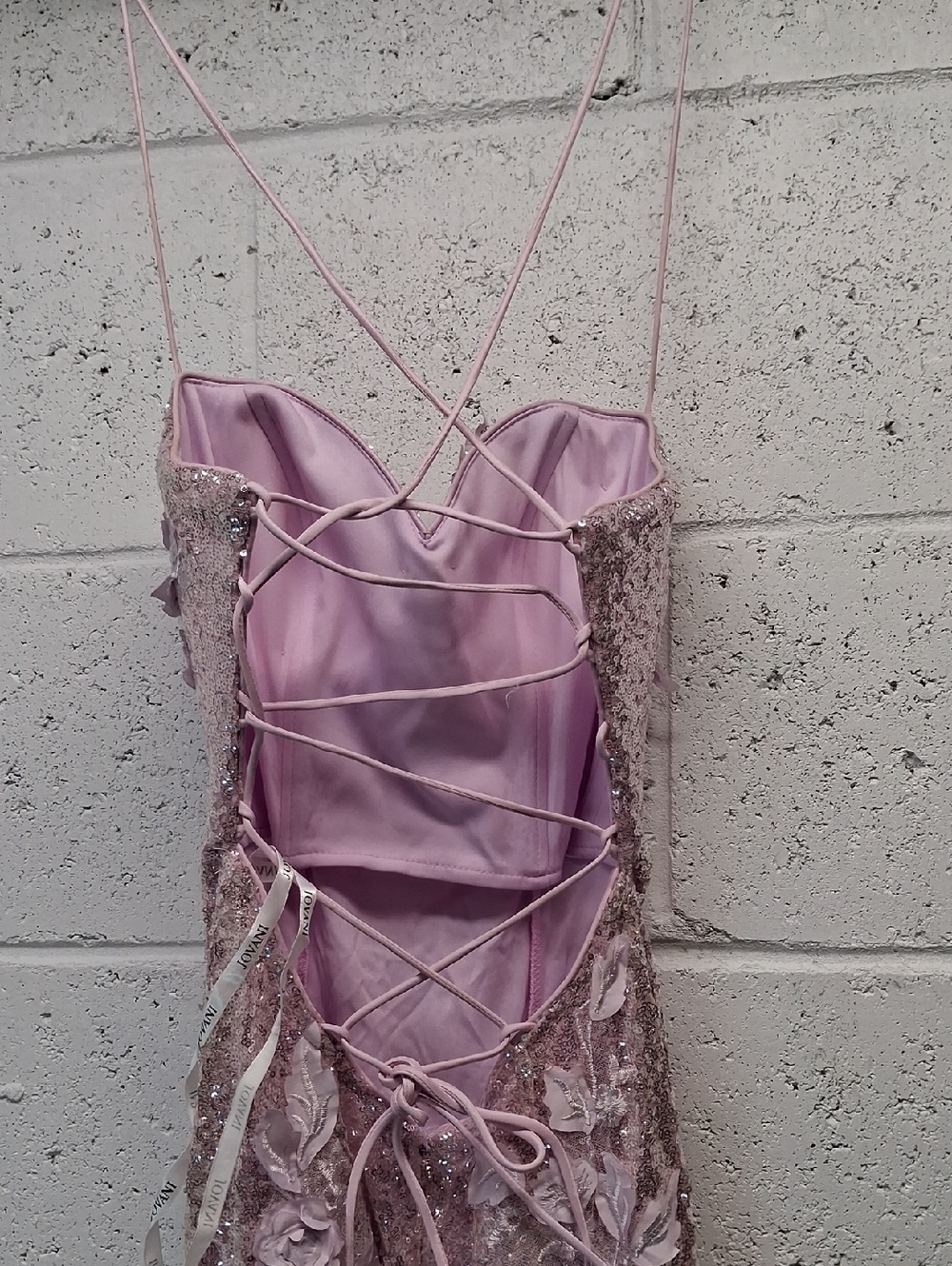 NWOT Jovani Sequin Floral Appliqué Gown in Light Pink - Picture 10 of 13